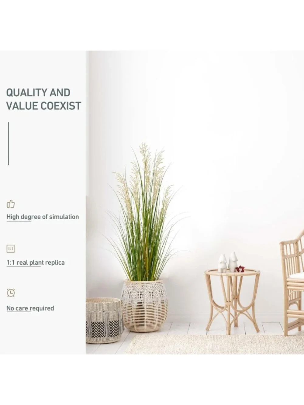 47in Tall Faux Grass Plants - 2pk Indoor Decorative Greenery for Home & Office